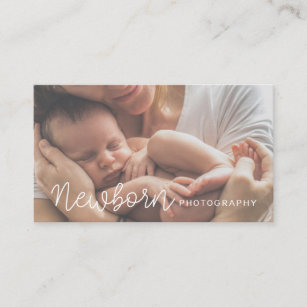 Elegant White Minimal Modern Newborn Photographer Business Card