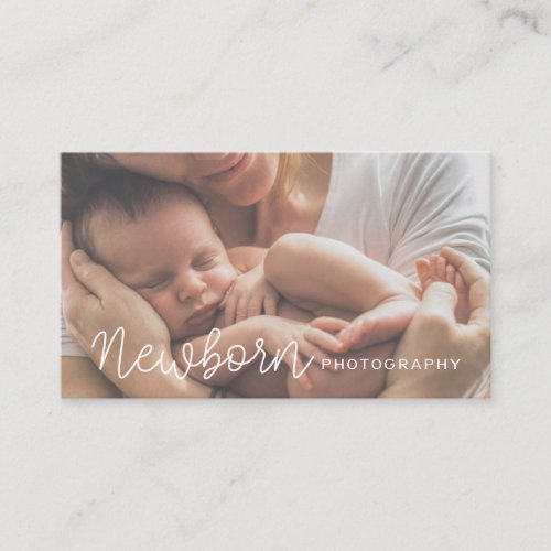 Elegant White Minimal Modern Newborn Photographer Business Card