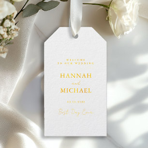 Elegant, White, Minimal Wedding Foil Gift Tags