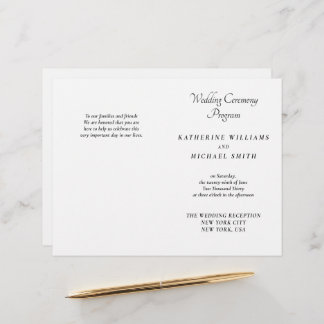 Elegant White Minimal Wedding Programs