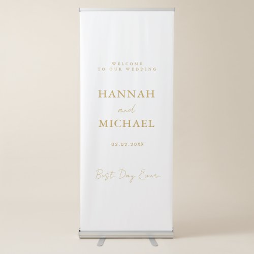 Elegant White Minimal Wedding  Retractable Banner