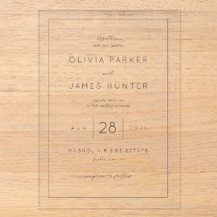 Elegant White Minimalist Calligraphy Acrylic Invitations