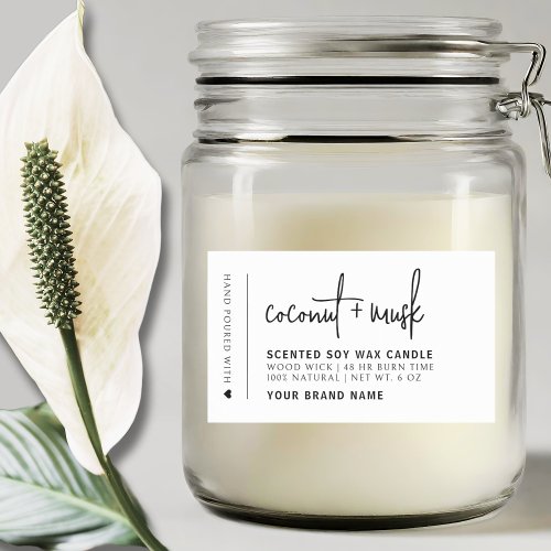 Elegant white minimalist candle product label