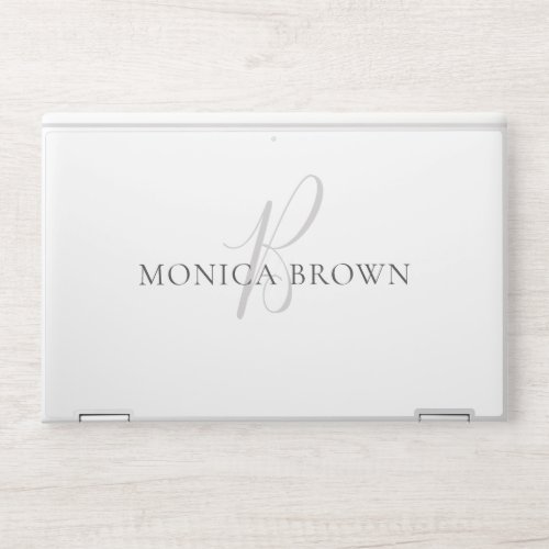 Elegant White Minimalist Monogram HP Laptop Skin