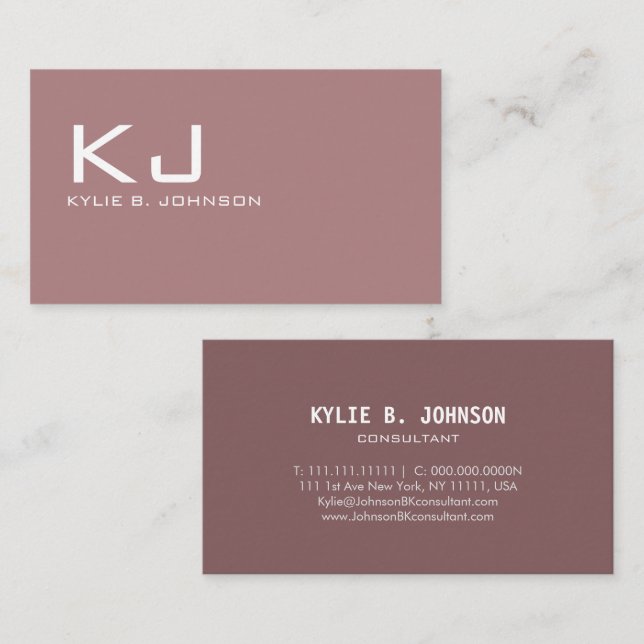 Elegant White Minimalist Monogram Personalized Business Card (Front/Back)