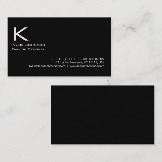 Elegant White Minimalist Monogram Personalized Business Card (Front/Back)