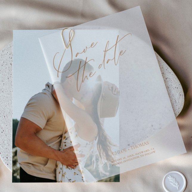Elegant White Minimalist Script Photo Vellum Invitations (Elegant White Minimalist Script Photo Vellum Invitations)