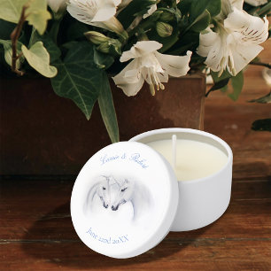 Elegant White Minimalist Unicorn Horses Mini Candle Favors