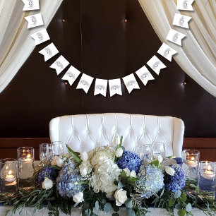 Elegant White Minimalist Unicorn Horses Wedding Bunting Flags