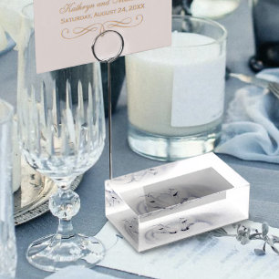 Elegant White Minimalist Unicorn Horses Wedding Place Card Holder