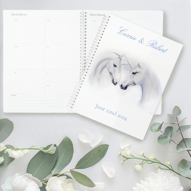 Elegant White Minimalist Unicorn Horses Wedding Planner (Creator Uploaded)