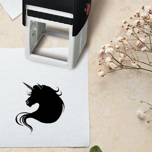Elegant White Minimalist Unicorn Horses Wedding Self-inking Stamp