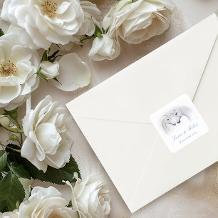 Elegant White Minimalist Unicorn Horses Wedding Square Sticker