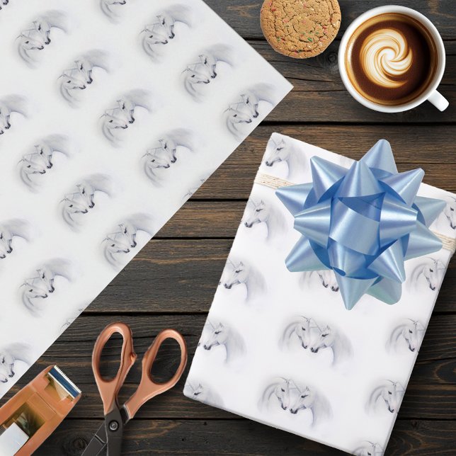 Elegant White Minimalist Unicorn Horses Wedding Wrapping Paper (Creator Uploaded)