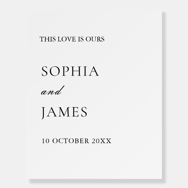 Elegant White Minimalist Wedding Foam Board (Front)