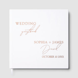 Elegant White Minimalist Wedding Foil Foil Guest Book