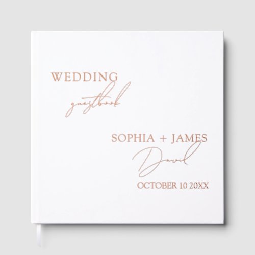 Elegant White Minimalist Wedding Foil Foil Guest Book