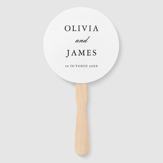 Elegant White Minimalist Wedding Hand Fan (Front)
