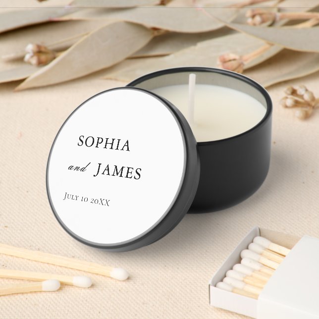 Elegant White Minimalist Wedding Mini Candle Favors (Insitu)