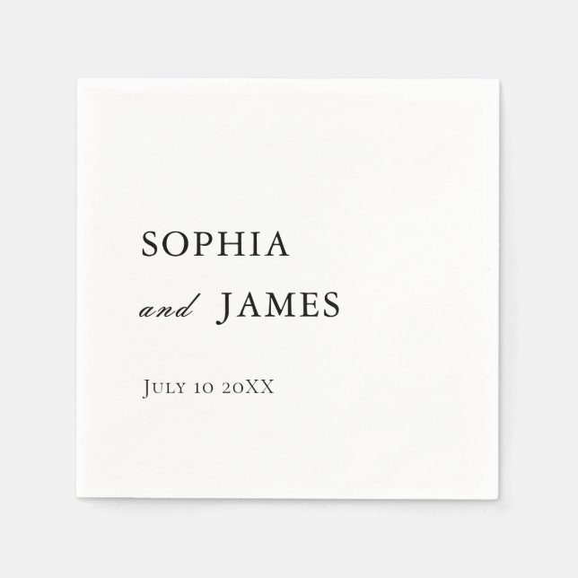 Elegant White Minimalist Wedding Napkins (Front)