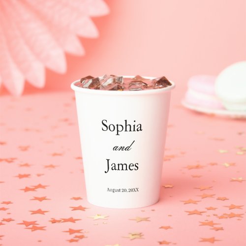 Elegant White Minimalist Wedding Paper Cups