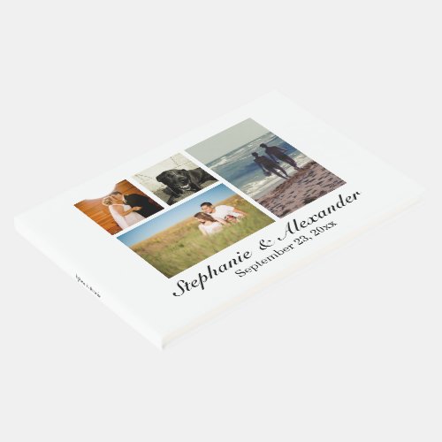 Elegant White Modern 4 Photo Wedding or Event Guest Book