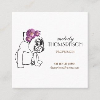 Elegant White Modern Art  Square Business Card