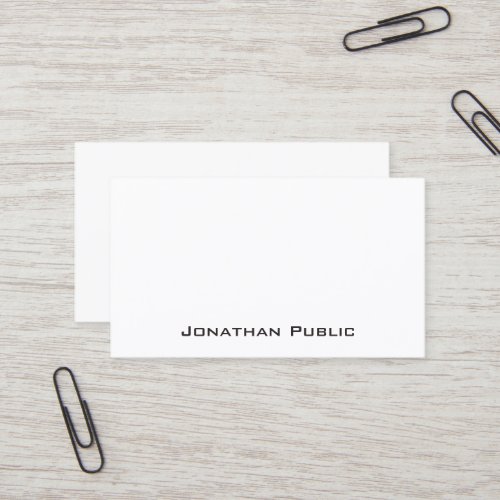 Elegant White Modern Clean Professional Plain Business Card
