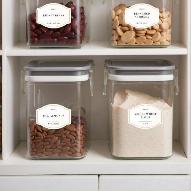 Elegant White Modern Gold Border Pantry Badge Sticker (Creator Uploaded)