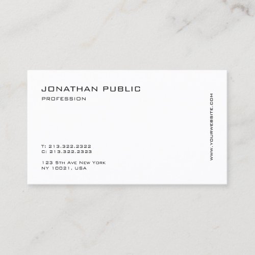 Elegant White Modern Minimalistic Professional Top Business Card