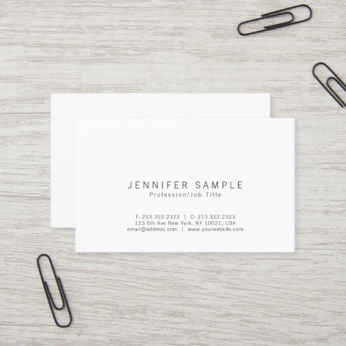 Elegant White Modern Simple Chic Professional Business Card