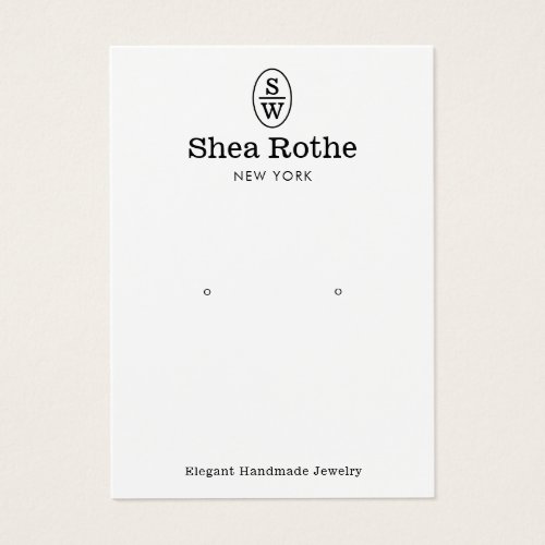 Elegant White Monogram Earring Display Card