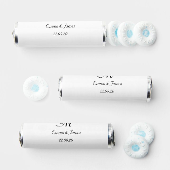 Elegant White Monogram Initial Name Wedding Breath Savers® Mints (Assorted)