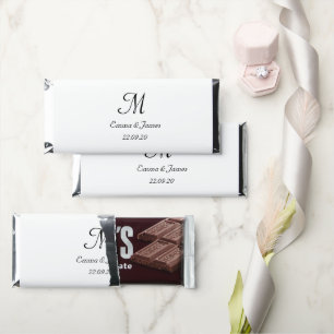 Elegant White Monogram Initial Name Wedding Hershey Bar Favors