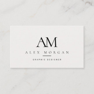 Elegant White Monogram Minimalist Professional Bus Business Card
