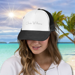 Elegant White Monogram Stylish Modern Minimalist Trucker Hat