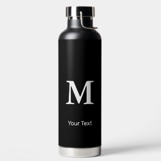 Elegant White Monogram & Text on Black