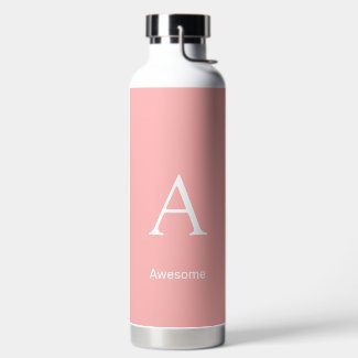 Elegant White Monogram & Text on Light Coral Pink