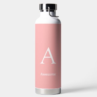 Elegant White Monogram & Text on Light Coral Pink