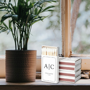 Elegant White Monogram Wedding Matchboxes