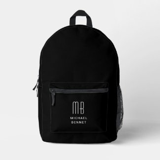 Elegant White Monogrammed Black