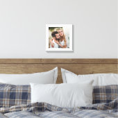 Elegant White Mr and Mrs Monogram Photo Wedding Canvas Print (Insitu(Bedroom))