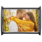 Elegant White Mr and Mrs Monogram Photo Wedding