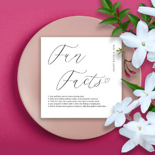 Elegant White Napkins with Personalized Fun Facts