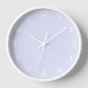 Elegant White Numbers   Classic Pastel Lavender Clock