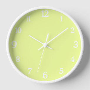 Elegant White Numbers Classic Pastel Lime Clock
