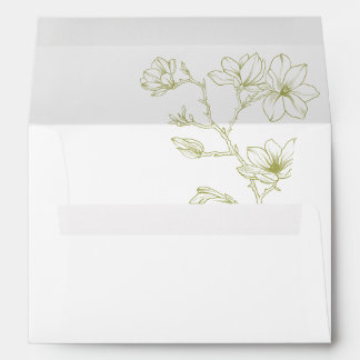 Elegant White & Olive Green Floral Wedding Envelope