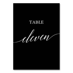 Elegant White on Black Calligraphy Table Eleven Number
