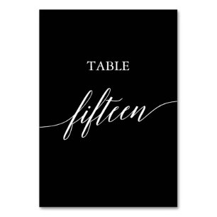 Elegant White on Black Calligraphy Table Fifteen Number