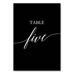 Elegant White on Black Calligraphy Table Five Number